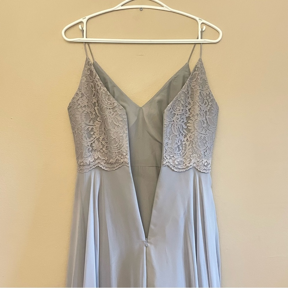 Dessy Collection Powder Blue/Grey Lace Bodice Dress – Size 2 EUC - Picture 13 of 16
